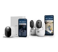 Arlo Ultra 3 et Indoor PTZ, Caméra de Surveillance WiFi Extérieure sans Fil 4K, Détection par IA, Vision Nocturne Couleur, Compatible avec Alexa, Essai Secure Inclus, 3 Caméras + Smarthub