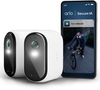 Arlo VMC3282-100EUS Caméra de sécurité extérieure WiFi sans Fil Essential 3 2K XL, Kit de 2 caméras, Autonomie de 24 Mois, Vision Nocturne Couleur, Sirène et Audio Bidirectionnel, Blanc