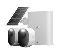 Arlo VMC5250-111EUS Caméra de Sécurité extérieure Ultra 3 4K WiFi sans Fil, Kit de 2 Caméras + Panneau Solaire et Smarthub, Détection par IA, Vision Nocturne Couleur, Compatible avec Alexa
