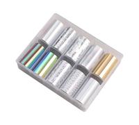 arlote 10 Rouleaux de Feuilles D'Autocollants de Vernis à Ongles Couleur Métal Étoilé Papier de Transfert Enveloppes Adhésives Décalcomanies Décorations D'Art D'Ongle Durables