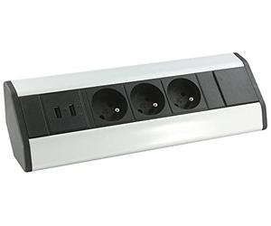 Arlux Lighting Bloc Prises d'angle - 3 Prises 2P+T - 2 Ports USB