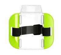 Arm Badge Holder - Clear Waterproof Sleeve for Skiing | Transparent Vinyl Pocket with Buckle, Reflective Safety Band, Identification Shield for Mountaineering, Rafting, Hiking and Biking