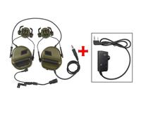 ARM NEXT F20-Casque DulMédiateur set et ensemble d'adaptateurs PTT,adapté à la communication radio KENWOOD,prise de vue,dégagement de bruit,cache-oreilles - Type Green With PTT