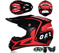 ARMAAN Casque de Motocross Unisexe Adulte intégral Tout-Terrain homologué Dot/ECE Casque de Motocross léger et ventilé pour MX ATV BMX Racing Mountain Bike Dirt Bike,Red-L(58~59cm)