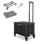 ARMAAN Chariot D'achat - Wagon De Chariot D'utilité Pliable avec Une Boîte De Stockage Pliable Séparée 55L Chariot À Main De Grande Capacité Pliant avec Le Couvercle De Roues,B-59 * 36.5 * 101cm
