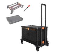 ARMAAN Chariot D'achat - Wagon De Chariot D'utilité Pliable avec Une Boîte De Stockage Pliable Séparée 55L Chariot À Main De Grande Capacité Pliant avec Le Couvercle De Roues,B-59 * 39.5 * 95cm