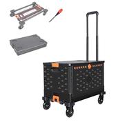 ARMAAN Chariot D'achat - Wagon De Chariot D'utilité Pliable avec Une Boîte De Stockage Pliable Séparée 55L Chariot À Main De Grande Capacité Pliant avec Le Couvercle De Roues,A-59 * 39.5 * 95cm