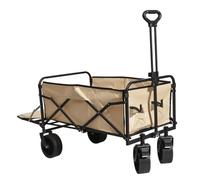 ARMAAN Chariot De Camping Pliable Robuste avec Hayon Arrière, Roues Tout-Terrain De 8 Pouces avec Frein, pour La Plage, La Pêche, Le Jardinage, Le Shopping Et Les Festivals,Brown 2-86 * 50 * 102cm