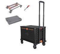 ARMAAN Chariot De Courses Pliable avec Caisse De Rangement Pliable 55 L Chariot De Transport Robuste Capacité 100 Kg pour Courses Déménagement Jardin Et Usage Quotidien,A-59 * 36.5 * 101cm