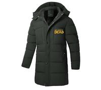 ARMAAN Doudoune D'hiver Homme, Veste Mi-longue Matelassée À Capuche Zippée, Doublée Polaire, Coupe-vent Et Chaude De Walking Dead, Modèle Matelassé Épais,Green-x_l