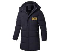 ARMAAN Doudoune D'hiver Homme, Veste Mi-longue Matelassée À Capuche Zippée, Doublée Polaire, Coupe-vent Et Chaude De Walking Dead, Modèle Matelassé Épais,Blue-5x_l