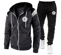 ARMAAN Ensemble Survêtement Homme Complet, Sweat à Manches Longues avec Capuche et Pantalons Sport pour Supernatural, Costume Jogging Décontracté 2 Pièces, Survêtements Chaleur Hiver,Grey1-3x_l