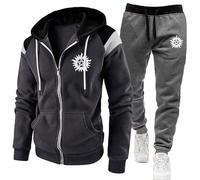 ARMAAN Ensemble Survêtement Homme Complet, Sweat à Manches Longues avec Capuche et Pantalons Sport pour Supernatural, Costume Jogging Décontracté 2 Pièces, Survêtements Chaleur Hiver,Grey3-3x_l