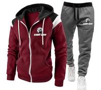 ARMAAN Ensemble survêtement homme, sweat à capuche zippé complet pour Can-am, pantalon jogging à cordon serrage, ensemble 2 pièces, sweat à capuche à manches longues gym, tenue décontractée,Red2-l