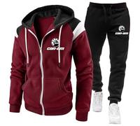 ARMAAN Ensemble survêtement homme, sweat à capuche zippé complet pour Can-am, pantalon jogging à cordon serrage, ensemble 2 pièces, sweat à capuche à manches longues gym, tenue décontractée,Red1-x_l