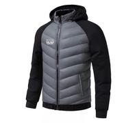 ARMAAN Hoodie À Zip Complet Isolé Homme, Manteau Parka En Coton Épais Pour Walking Dead, Veste Puffer Antivent Et Patchwork, Pour L'Automne-Hiver, Ski, Randonnée Et Activités Extérieures,Grey-s