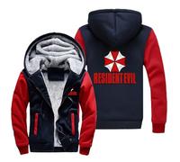 ARMAAN Hoodie Homme avec Fermeture Éclair pour Resident, Sweat à Capuche à Manches Longues à Evil, Manteaux d'Hiver Chauds de Umbrella, Vestes en Fleece Patchwork Doublées,Color B-3x_l