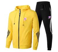 ARMAAN Survêtement décontracté homme 2 pièces, sweat à capuche zippé à manches longues pour FAIRY TAIL, survêtement jogging avec poche, veste confortable l'automne et l'hiver,Yellow-xx_l