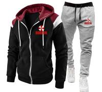 ARMAAN Survêtement homme, ensemble 2 pièces for Resident, sweat capuche et manches longues à Evil, cordon serrage, haut sport à blocs couleurs de Umbrella, survêtement sport décontracté,Black1-m