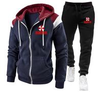 ARMAAN Survêtement homme, ensemble 2 pièces for Resident, sweat capuche et manches longues à Evil, cordon serrage, haut sport à blocs couleurs de Umbrella, survêtement sport décontracté,Blue2-3x_l