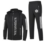 ARMAAN Survêtement homme, ensemble 2 pièces, sweat à capuche zippé, pantalon de jogging, manches longues, sweat à capuche, tenue de sport pour Supernatural, mode automne-hiver,Black1-3x_l