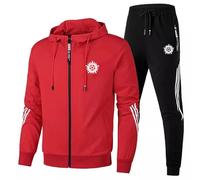 ARMAAN Survêtement Homme, Sweat à Capuche Zippé à Manches Longues en Fleece pour Supernatural, Tuta Décontractée Automne Hiver avec Poches, Ensemble 2 Pièces Confortable,Red-l