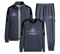 ARMAAN Survêtement homme, sweat-shirts côtelés, jogging en coton mélangé, ensemble sport 3 pièces pour Monster Hunter, survêtement sport zippé à manches longues,Grey 1-xx_l