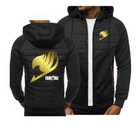 ARMAAN Sweat À Capuche Zippé Homme Imprimé Pour FAIRY TAIL, Veste Décontractée À Manches Longues, Cardigan En Polaire, Manteau Patchwork Pour La Neige Ski Randonnée Chaud Et Confortable,Black2-l