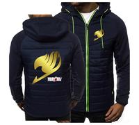 ARMAAN Sweat À Capuche Zippé Homme Imprimé Pour FAIRY TAIL, Veste Décontractée À Manches Longues, Cardigan En Polaire, Manteau Patchwork Pour La Neige Ski Randonnée Chaud Et Confortable,Blue-x_l