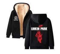 ARMAAN Sweats à capuche zippés hommes, vestes d'hiver chaudes doublées en polaire, sweat-shirt d'hiver décontracté à manches longues pour Linkin Park, sweat-shirts amples et légers,Black-x_l