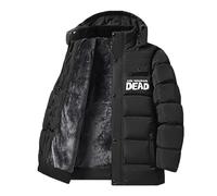 ARMAAN Veste D’Hiver Outdoor Homme Avec Doublure Polaire Et Capuche Amovible Pour Walking Dead, Manteau Chaud Coupe-Vent Matelassé Pour Randonnée, Escalade Et Activités Neige,Black-4x_l