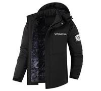 ARMAAN Veste Ski Montagne Pour Homme, Coupe-vent Imperméable Coupe-vent Pour Supernatural, Manteau Neige Chaud D'hiver, Multi-poches, Capuche, Escalade, Chasse, Course À Pied, Marche,Black-x_l