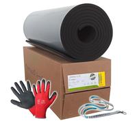 Armacell ArmaFlex HOME Plaque en caoutchouc autocollante (successeur de la plaque XG) + gants + cordon Scorprotect (noir, épaisseur d'isolation 19 mm, 1000 x 6000 mm)