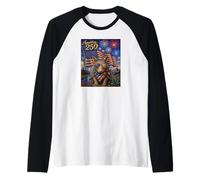 Armadillo Art on America 250 Anniversaire 4 Juillet Drapeau USA Manche Raglan