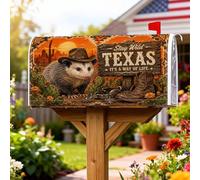 Armadillo Housses magnétiques pour boîte aux lettres - Chapeau de cowboy rustique occidental - Cactus - Orange - Décoration pour porche - 45,7 x 53,3 cm
