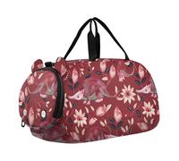 Armadillo Sac de sport style victorien indien avec compartiment à chaussures multifonction pour voyage, sport, week-end, Armadillo victorien indien rouge