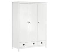 Armadio a 3 Ante Hill Bianco 127x50x170 cm in Legno di Pino