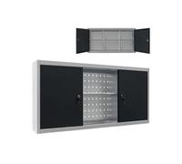 vidaXL Armoire murale métal gris noir 3 étagères réglables 2 portes verrouillables style industriel