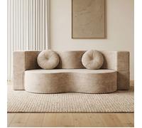 ARMANA Canapé 2/3 places ELISE en tissu beige, convertible en lit, 200cm, confortable, multifonctionnel, moderne, livré compressé