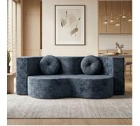 ARMANA Canapé 2/3 places ELISE en tissu bleu, convertible en lit, 200cm, confortable, multifonctionnel, moderne, livré compressé