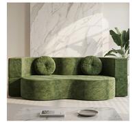 ARMANA Canapé 2/3 places ELISE en tissu vert, convertible en lit, 200cm, confortable, multifonctionnel, moderne, livré compressé