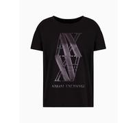 Armani Exchange Arte Sella pour Femme, Logo en Feuille Macro, Coupe Droite, Noir, S, Noir, Taille S