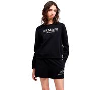 Armani Exchange Arte Sella Sweat-Shirt Durable avec Logo Brillant pour Femme, Noir, XS, Noir, XS
