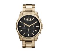 Armani Exchange AX Montre chronographe pour Homme avec Bracelet en Cuir, Acier Inoxydable ou Silicone, Cadran doré/Noir, Banques extérieures