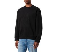 Armani Exchange AX Stacked Logo Cotton French Terry Sweat-Shirt à col Rond Maillot de survêtement, Noir, S Homme