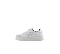 Armani Exchange Baskets Courtes pour Femme, Couleur contrastée, Semelle épaisse, OP White Pale, 36 EU