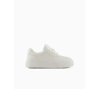 Armani Exchange Baskets Courtes pour Femme - Semelle Plateforme, Blanc cassé., 38.5 EU