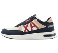 Armani Exchange Baskets Dusseldorf gaufrées à Motifs géométriques pour Homme, Bleu Marine Safari Red, 40 EU
