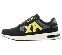 Armani Exchange Baskets Dusseldorf gaufrées à Motifs géométriques pour Homme, Noir/Gris/Jaune., 42 EU