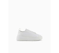 Armani Exchange Baskets en Cuir Solide Blanc